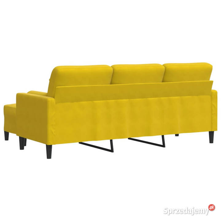 3osobowa sofa z podnóżkiem żółta 180 aksamit Warszawa