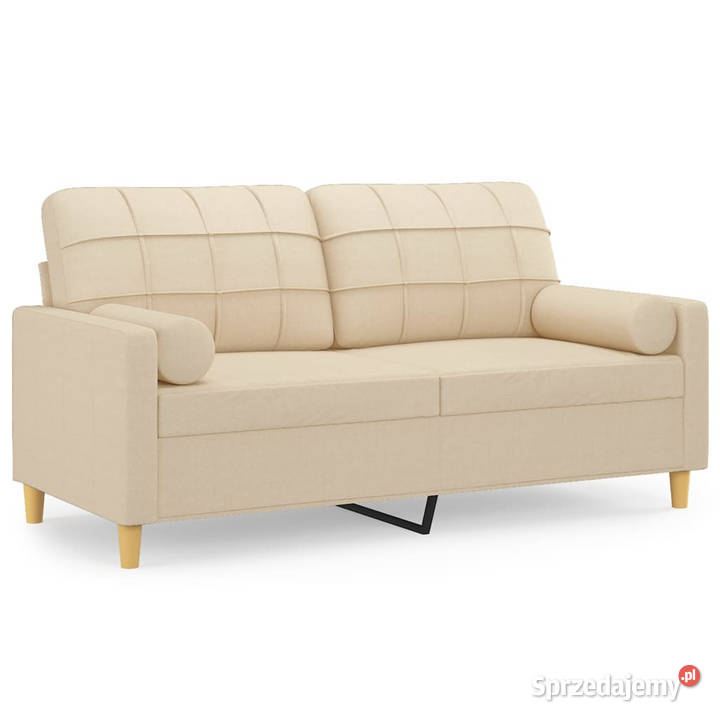 2osobowa sofa z poduszkami kremowa 140 tkanina Warszawa