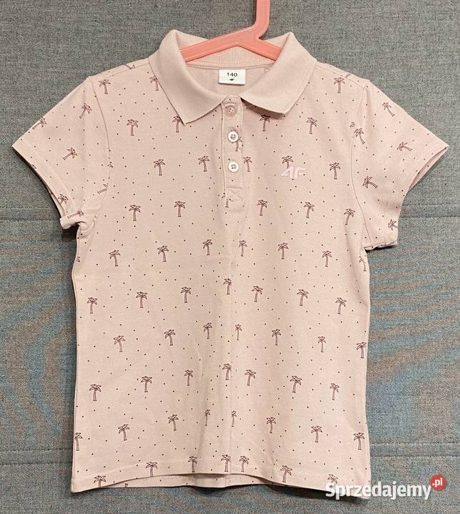 Różowa polówka w palmy 4F rozmiar 140 Żyrardów
