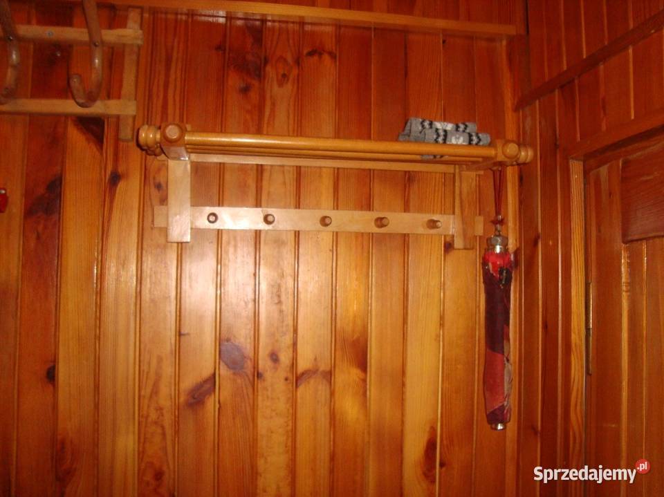 Wieszak z półką naturalne drewno