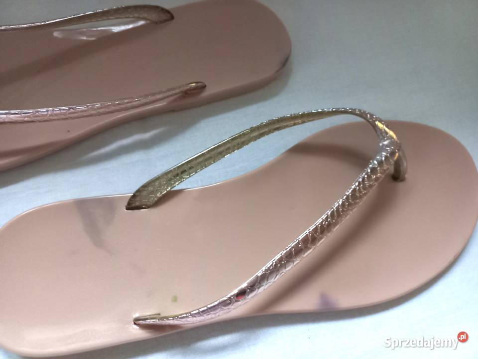 Klapki beżowe Japonki r 38 Eleganckie NOWE Białystok sprzedam