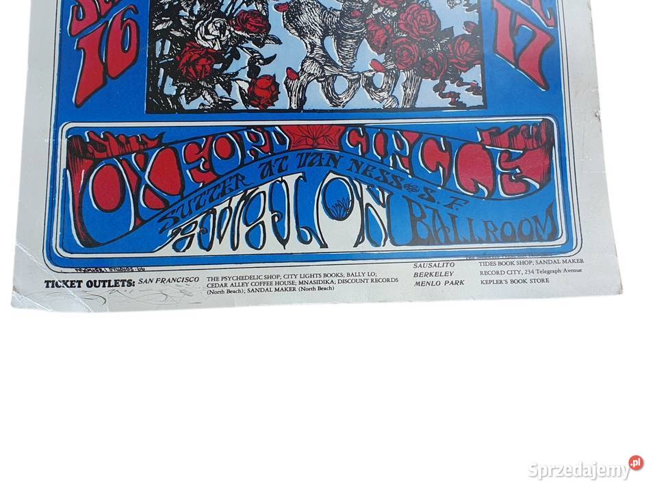 Stary plakat koncertowy Grateful Dead Oxford Cieszyn