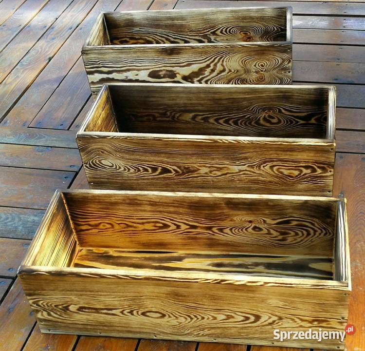 Doniczka drewniana osłonka drewniana opalana Radków sprzedam