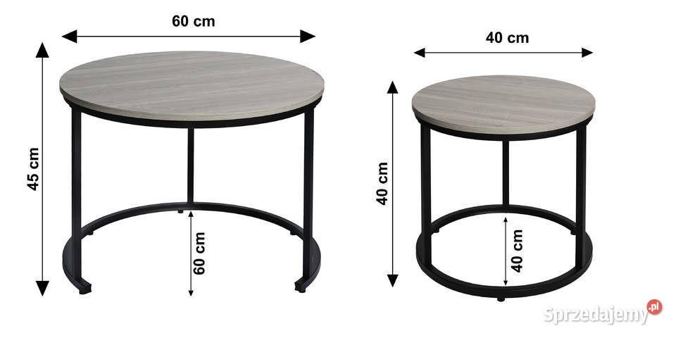 Nowoczesne stoliki kawowe okrągłe zestaw 2w1 Poznań
