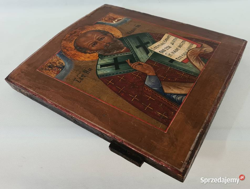 Ikona Święty Mikołaj z Miry XIX wiek 0219 Warszawa