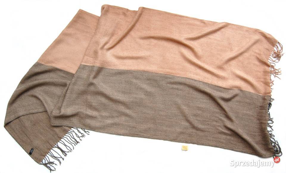 Szal damski beż camel brąz wiskoza wełna Lublin