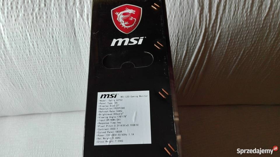 Monitor MSI Optix G27C2 Curved 27 FABRYCZNIE