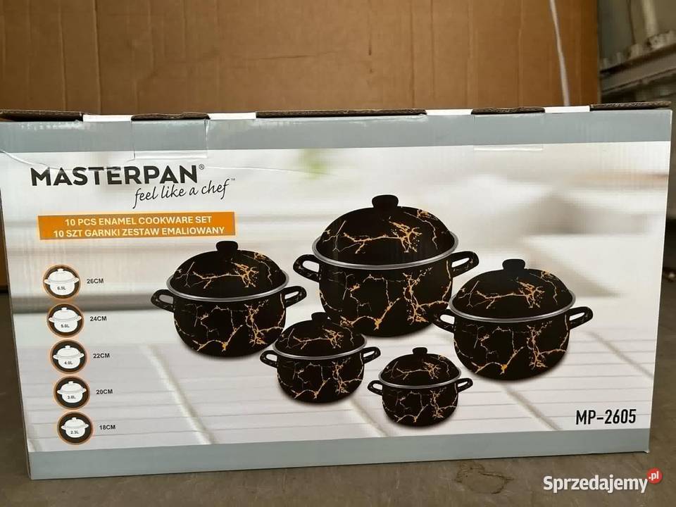 Garnki duze emalie czarny marmur Szczecin