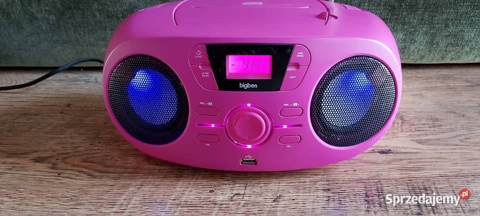 Tytuł Różowy Boombox Bigben CDMP3USB Imprezowy Wąbrzeźno