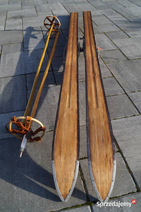 Stare narty drewniane 172 kijki w komplecie Pozostałe podkarpackie Pruchnik