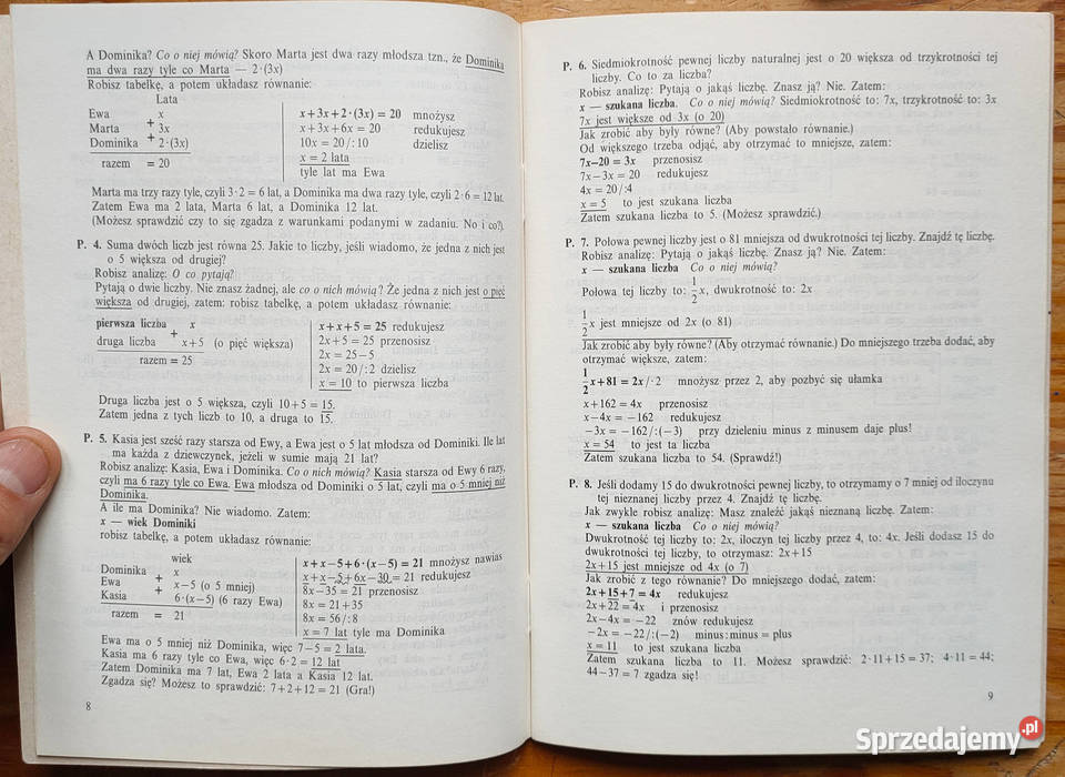 korepetycje z matematyki klasa VII 2 i 2a Halina Rok wydania 1992 Sosnowiec
