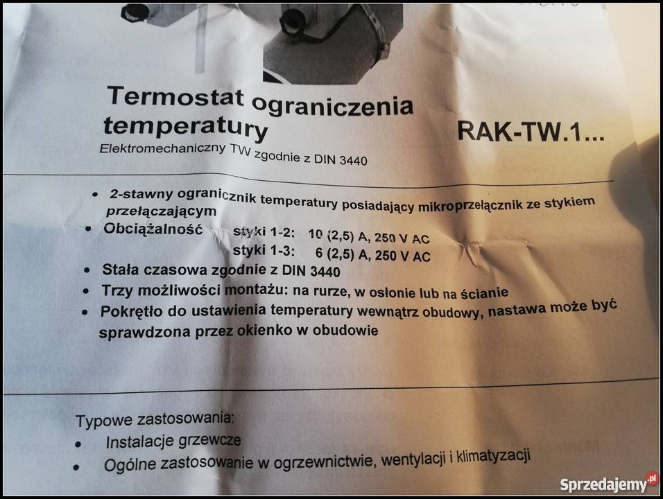 Termostat regulacyjny RAKTW1000BH Siemens Dąbrowa Górnicza sprzedam