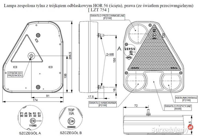 Tylna lampa zespolona przyczepy LZT 754 zachodniopomorskie Szczecin sprzedam
