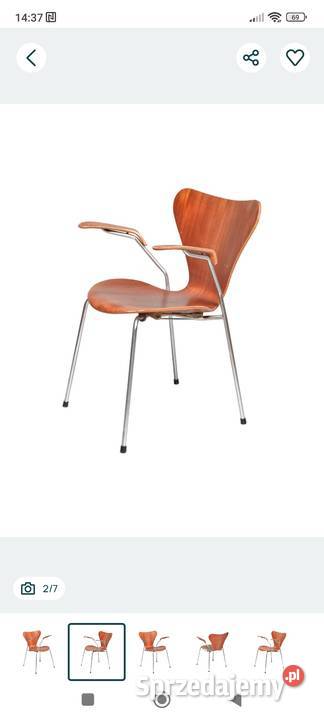 Krzesla Teak 3107 projektu Arne Jacobsena Fritza Chojnice