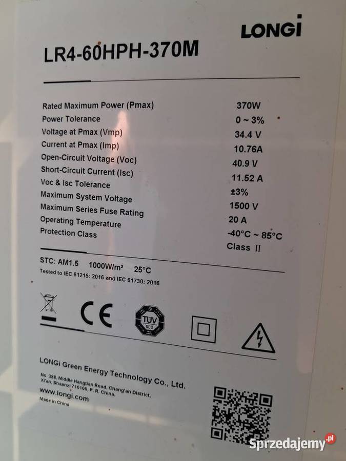 Panele fotowoltaiczne Longi Sunova Kończyce Wielkie sprzedam
