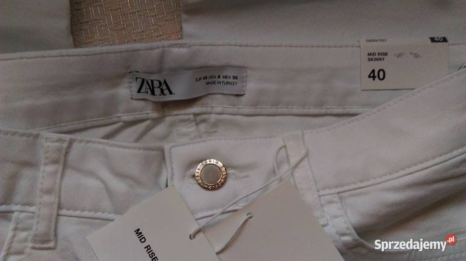 40 ZARABiałe spodnie rurki ze zdobieniem z Długie małopolskie Kraków