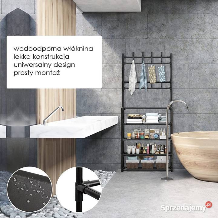 Stojący wieszak na ubrania z półkami czarny wielkopolskie Poznań