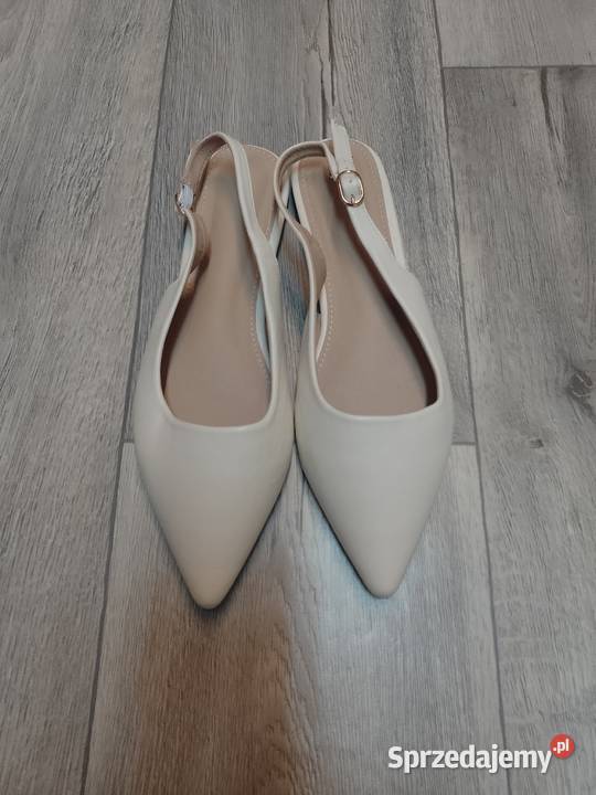4041 Kremowe baleriny wieczorowe z odkrytą piętą 25.5cm Kraków