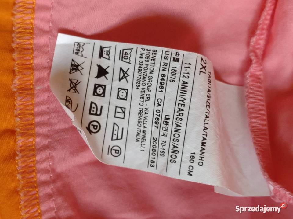 Dwukolorowa szmizjerka Benetton róż pomarańcz