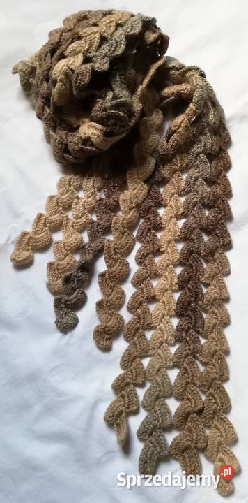 szal wełniany 190 szalik z wełny naturalnej Budy Barcząckie