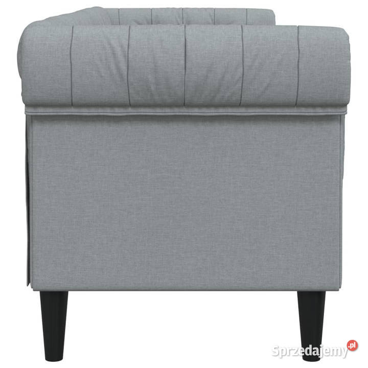 Sofa Chesterfield trzyosobowa jasnoszara obita Warszawa