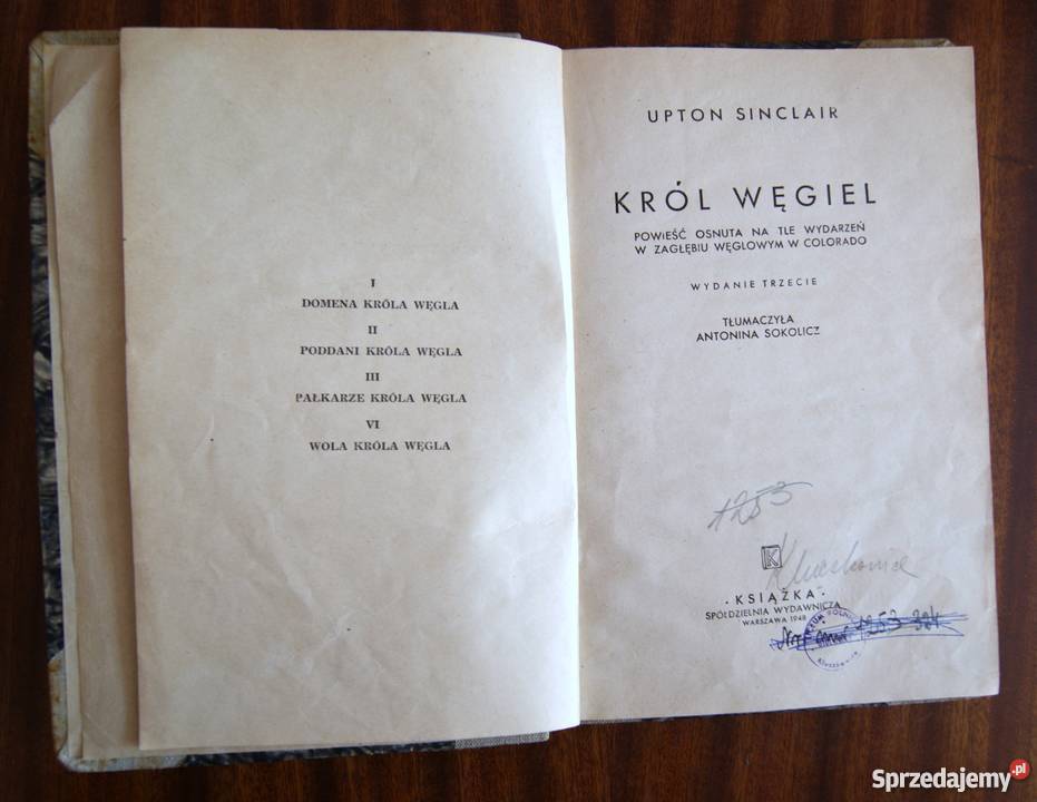 Upton Sinclair Król Węgiel 1948 lubelskie Parczew sprzedam