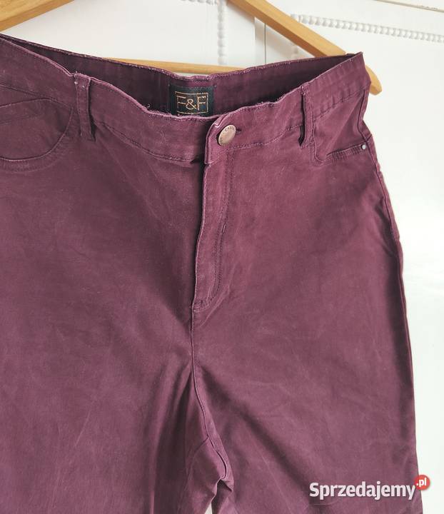Spodnie FF 46 bordowe śliwkowe wysoki stan plus Moda i Styl Szczecin