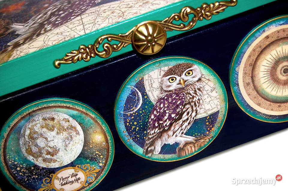 skrzynka drewniana ASTROLOGY OWL sowa KUFEREK sprzedam