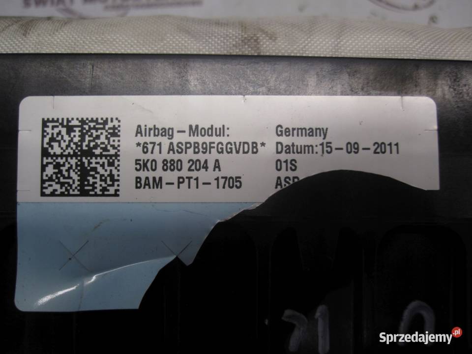 VW GOLF VI 10r AIRBAG poduszka pasażera Poduszki powietrzne Motoryzacja świętokrzyskie