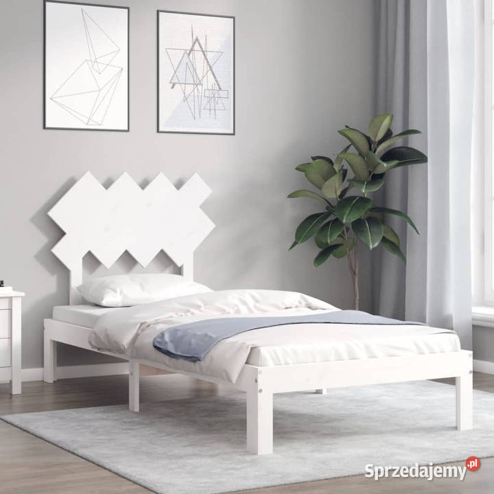 Rama łóżka bez materaca biała lite drewno 81cm sprzedam