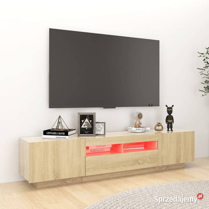 Szafka TV z oświetleniem LED kolor dąb sonoma