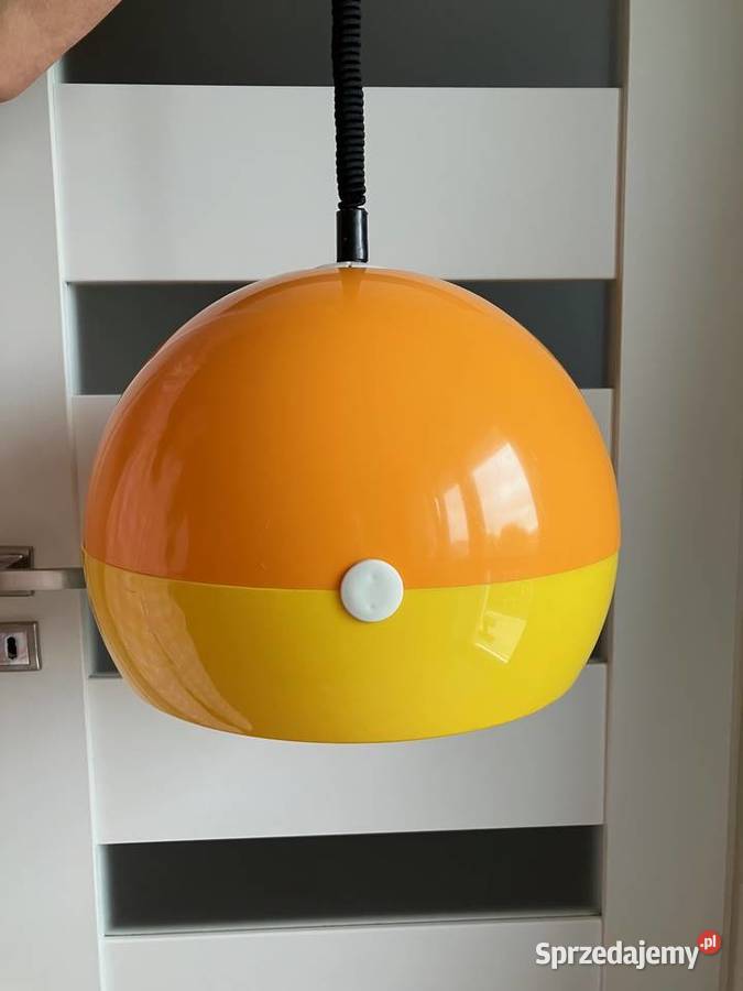 Rzadka pomarańczowa polska lampa Polam Meos PRL podkarpackie