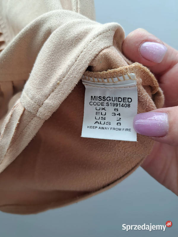 Beżowa spódniczka z frędzlami Missguided rozmiar Trąbki Wielkie