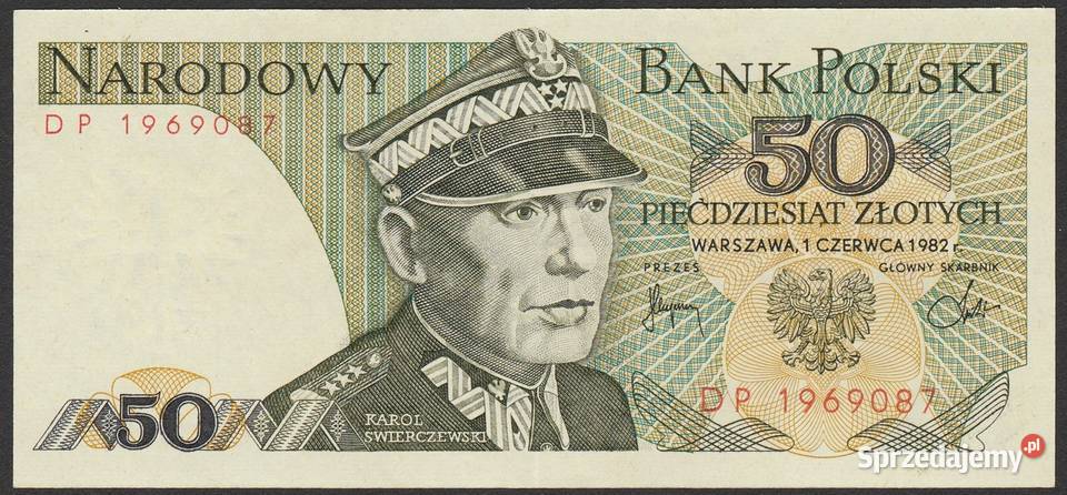 Polska 50 złotych 1982 Świerczewski stan bankowy Łódź