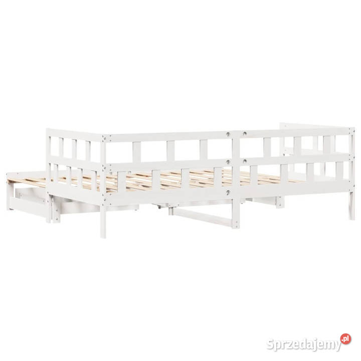 Sofa rozsuwana z szufladami bez materaca białe 164cm Warszawa