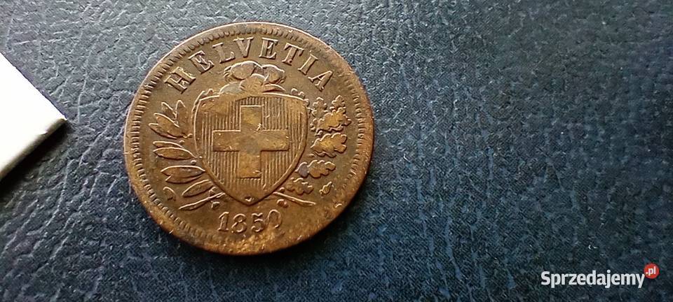 Stare monety 2 rappen 1850 Szwajcaria