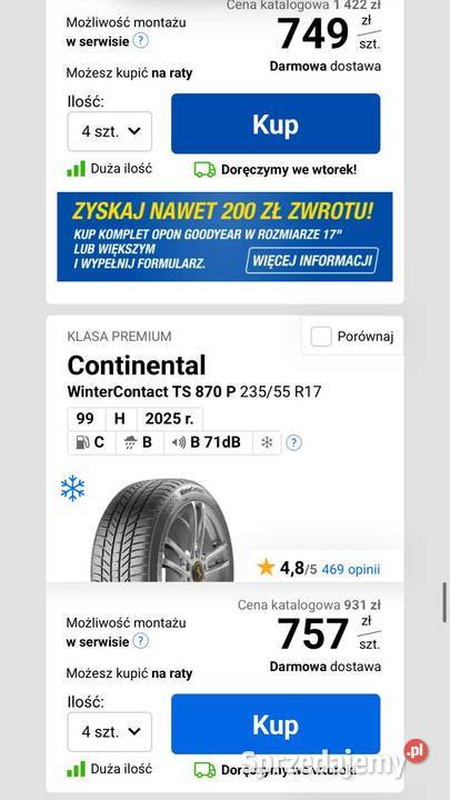 ALUFELGI 17 z oponami zimowymi koła FORD S MK2 Gdynia