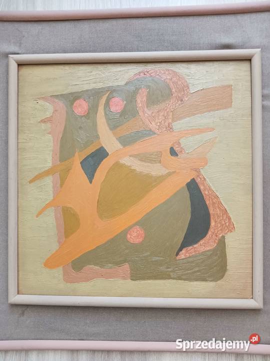 Stary obraz abstrakcja 37x37 1994 r Kraków