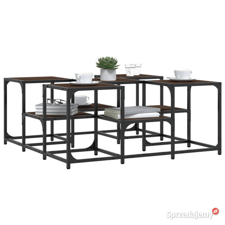 Stolik kawowy brązowy dąb 91x91x40 materiał Warszawa