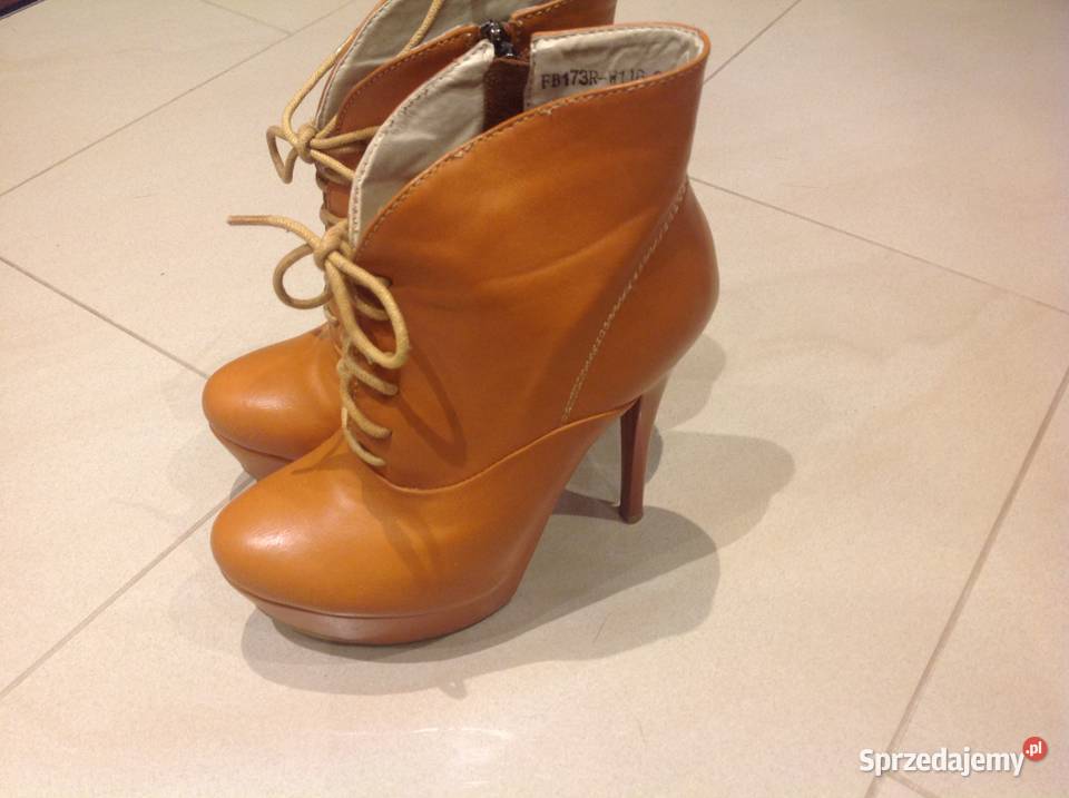 Botki skórzane damskie na koturnie r 36 j nowe lubuskie Nowa Sól
