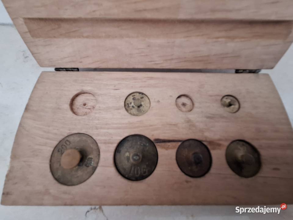 Zestaw odważników w drewnianym etui Vintage Gdańsk