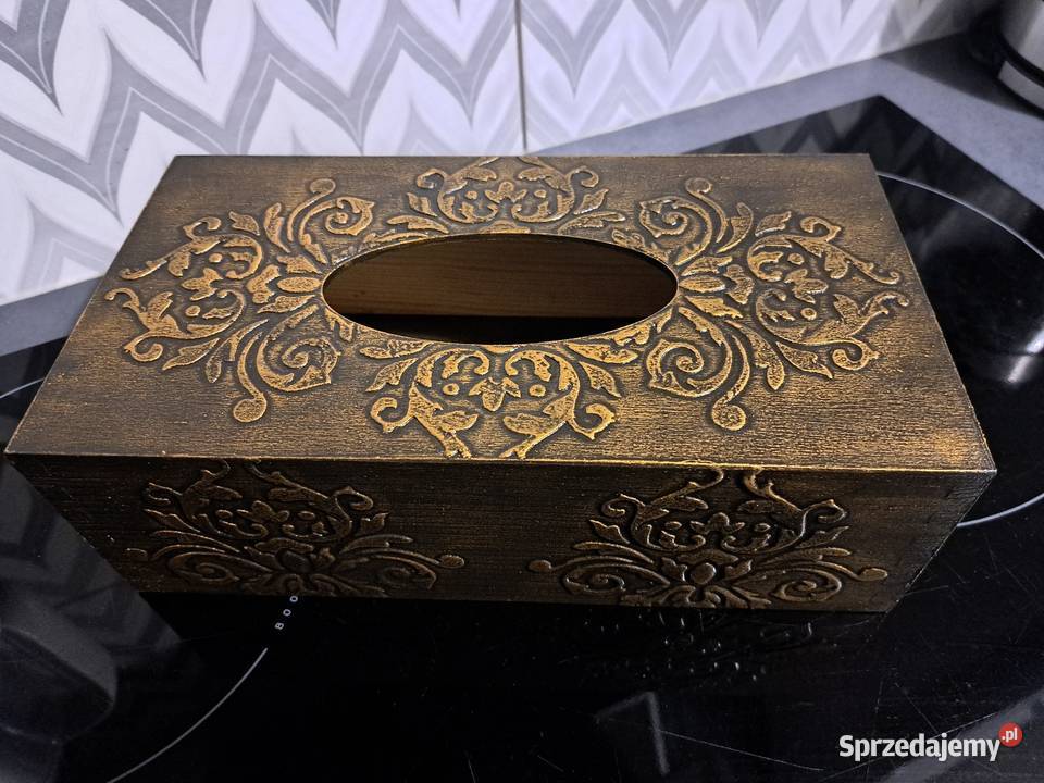 Chustecznik drewniany 3D ornamenty złoto Kędzierzyn-Koźle