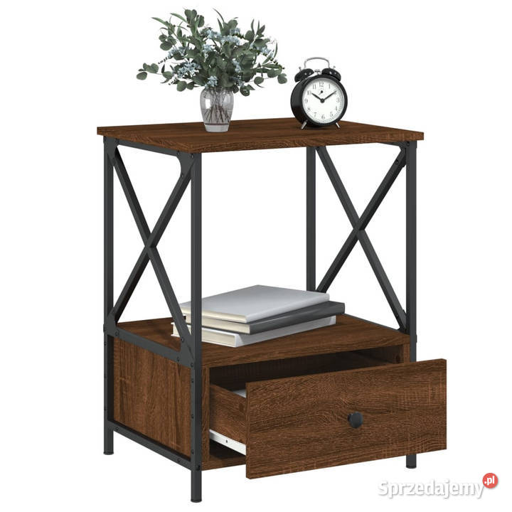 Stolik nocny brązowy dąb 50x41x65 materiał