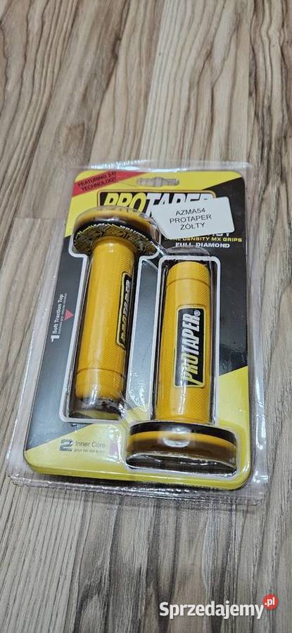 Manetki gripy motocyklowe żółte napis protaper Rybarzowice