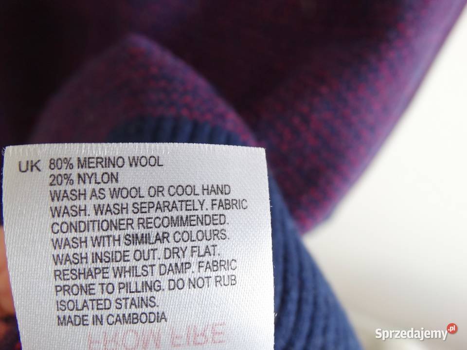 Sweter Wełniany 80 Wełna Merino Ciepły Crew Neck długi podlaskie Łomża