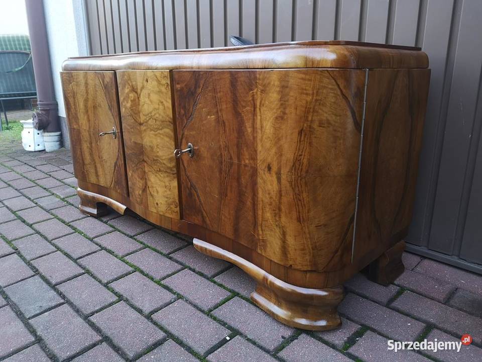 Komoda ARTDECO RTV Niska Orzech Zgrabna Stara Swarzędz