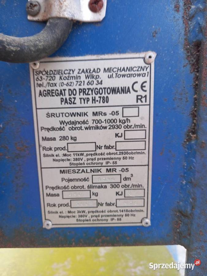 Mieszalnik pasz Śrutownik ssąco tłoczący Pozostałe