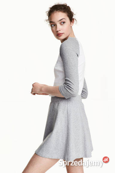 szara biała koszulka top bluzka HM xs 34 Toruń