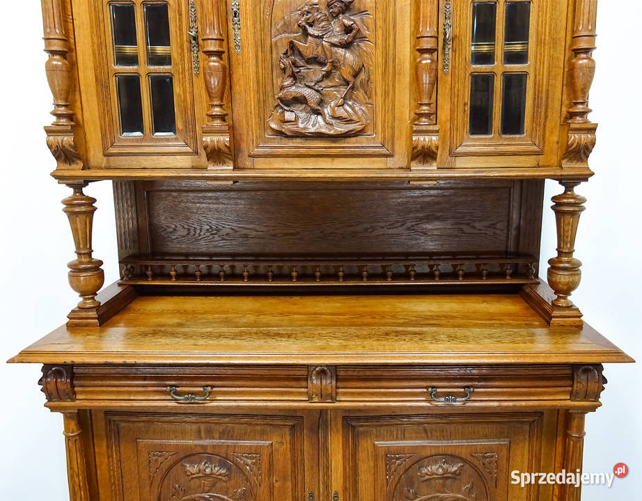 Antyk Wysoki drewniany KREDENS francuski KREDENS