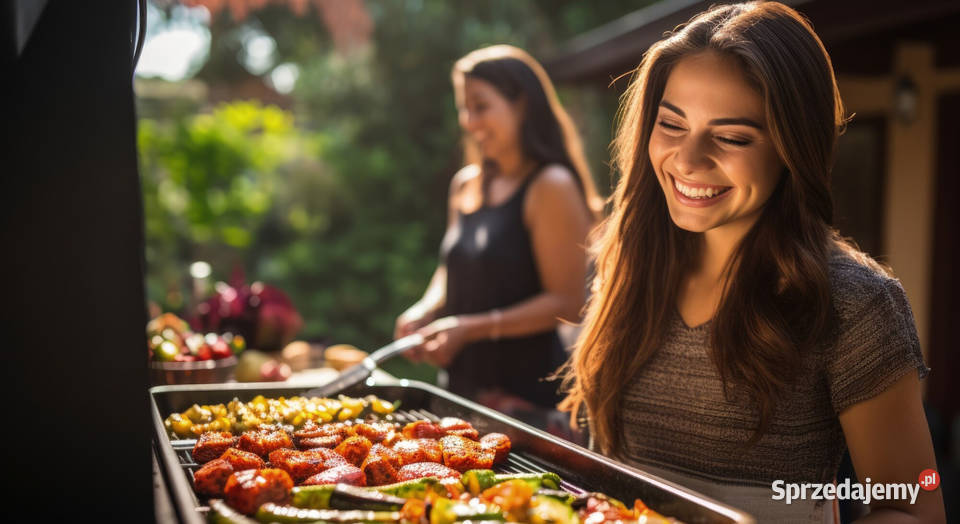 Duży grill węglowy ogrodowy ruszt z pokrywą Poznań